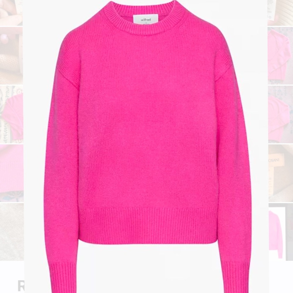 Wilfred Aritzia Luxe Cashmere Maria Crewneck Pink Sweater S